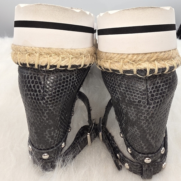 Jennifer Lopez Black Snakeskin Studed Espadrilles Size 7.5 - Picture 7 of 12